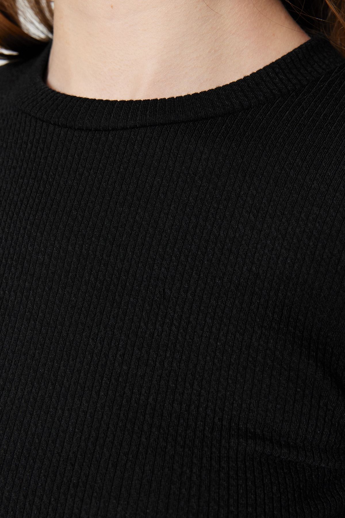 Trendyol Modest-Tunica de corp tricotata neagra - jumatate de maneca si capse pe partea de jos TCTSS23UK00056 5