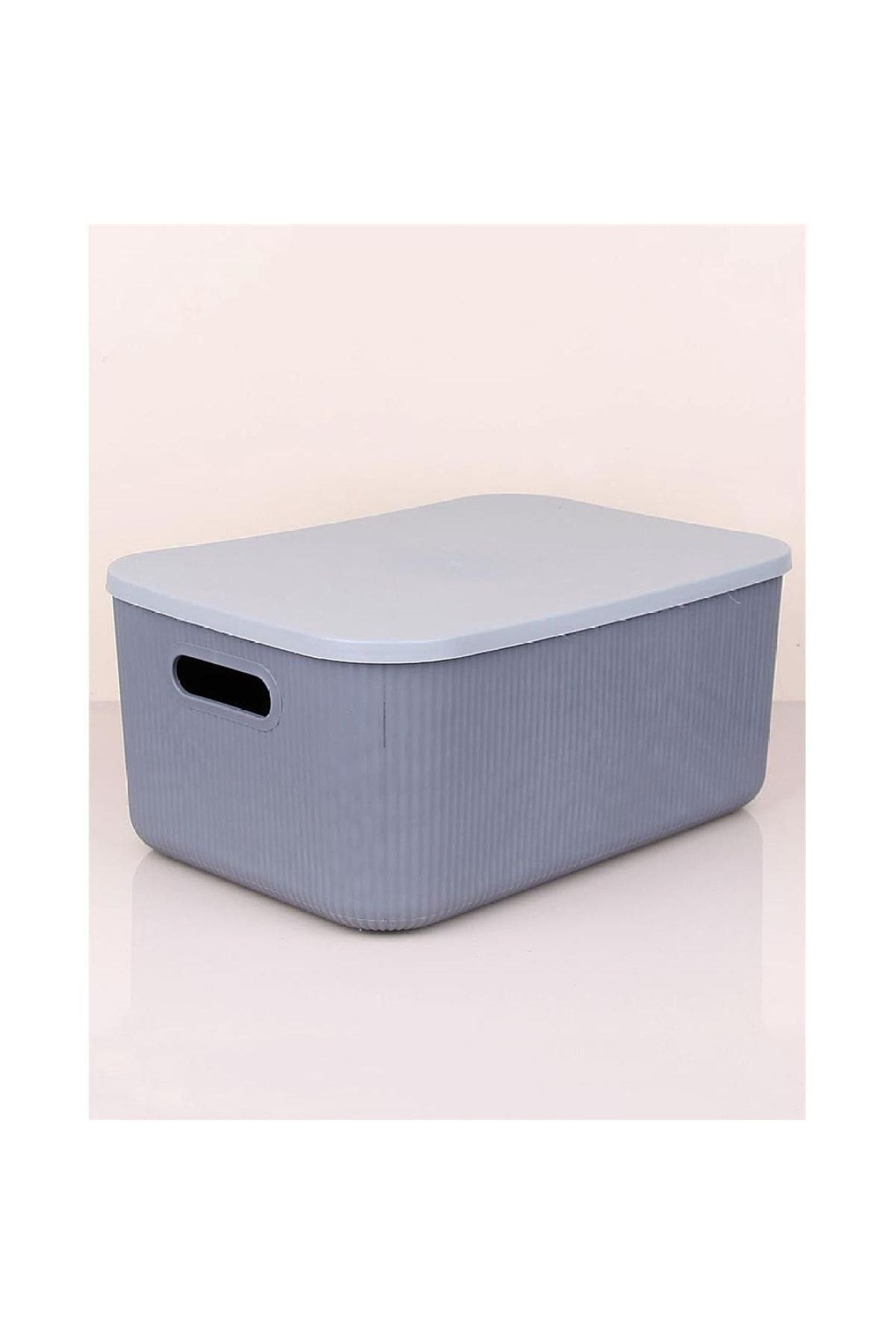 LİGROUND-Scandinavian 13 Lt Gray Toy Storage Box with Lid - Organizer - Storage Box - Organizer 3