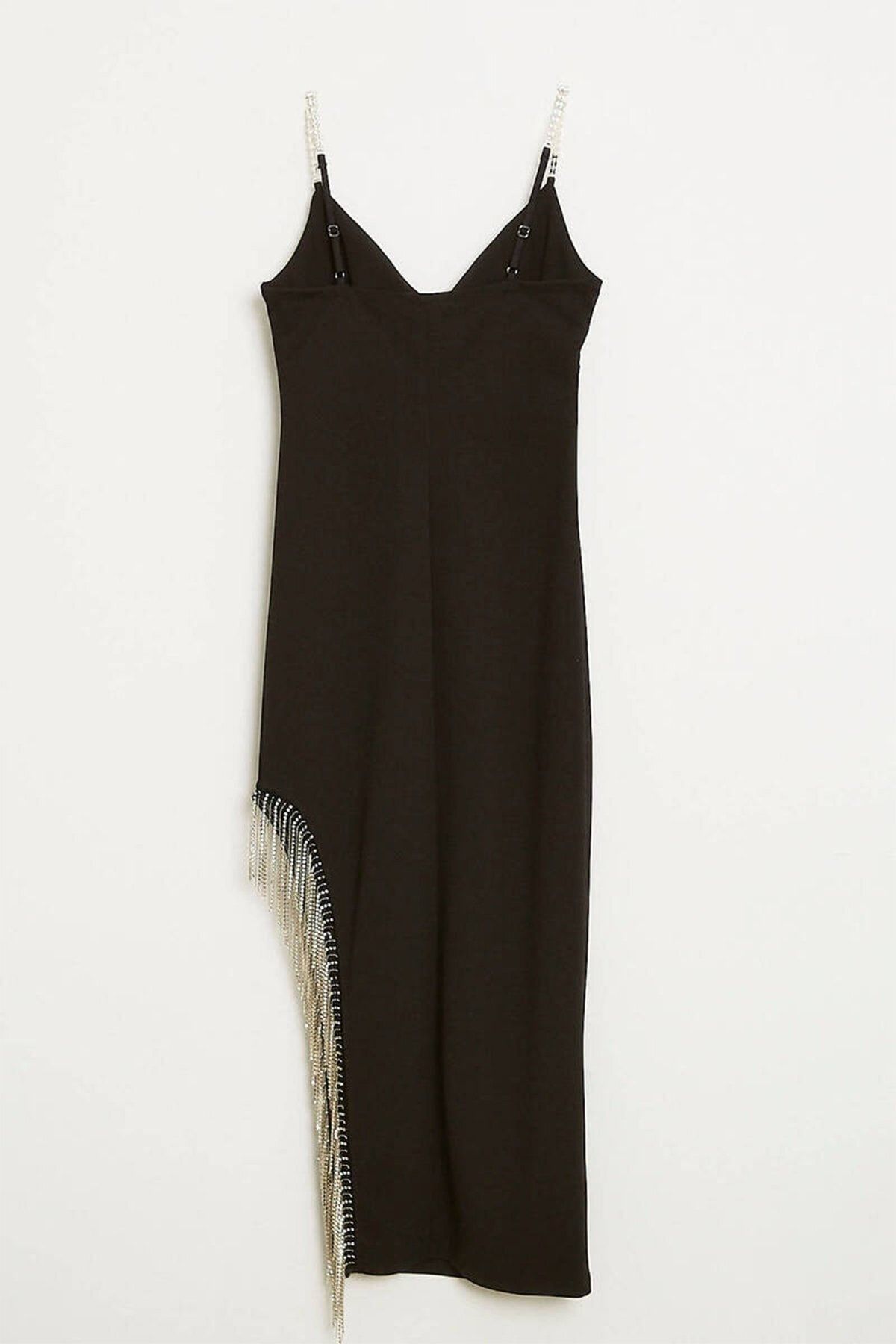Robin Women s Slit and Tassel Detailed Dress M35662 Trendyol