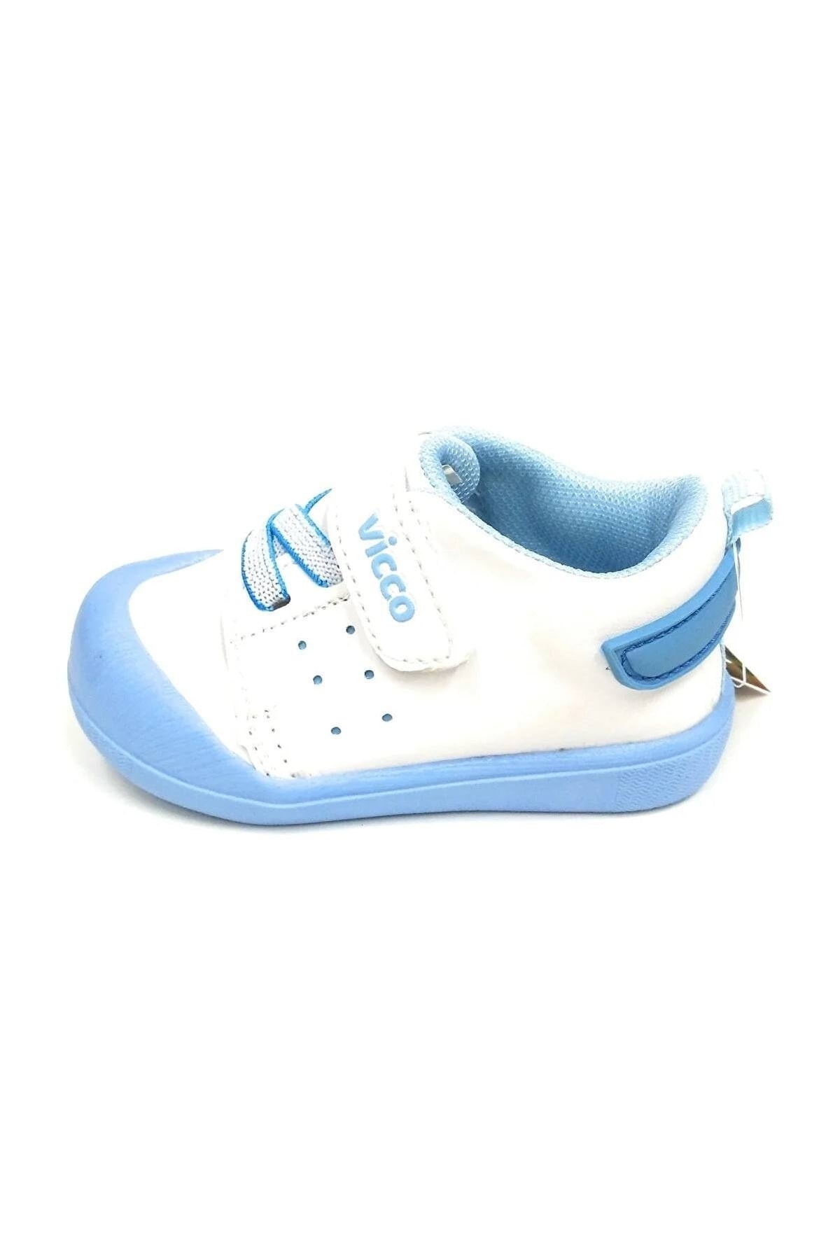 Vicco Oli Ortopedik Unisex Beyaz Mavi Bebek Ilkadım Ayakkabısı