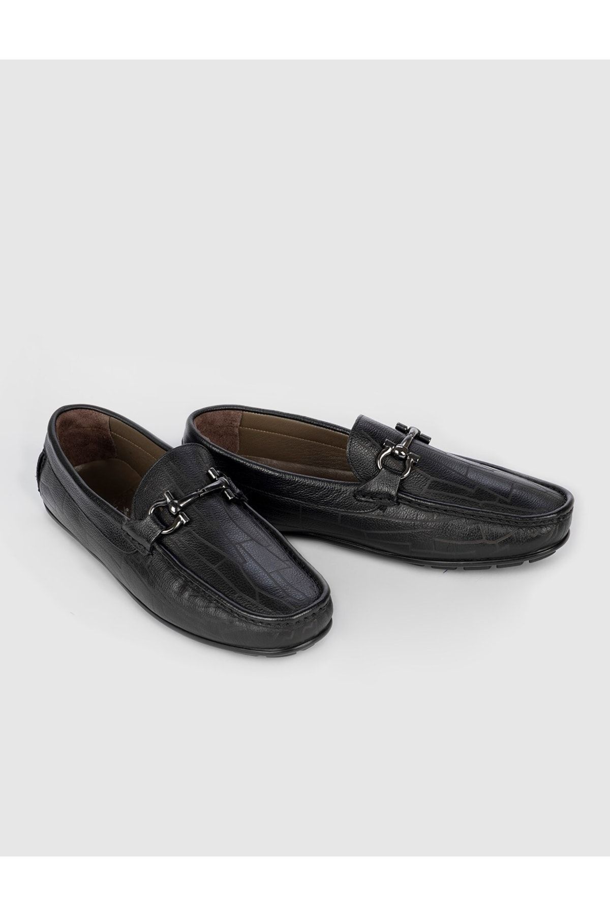 Hakiki Deri Tokalı Siyah Erkek Loafer