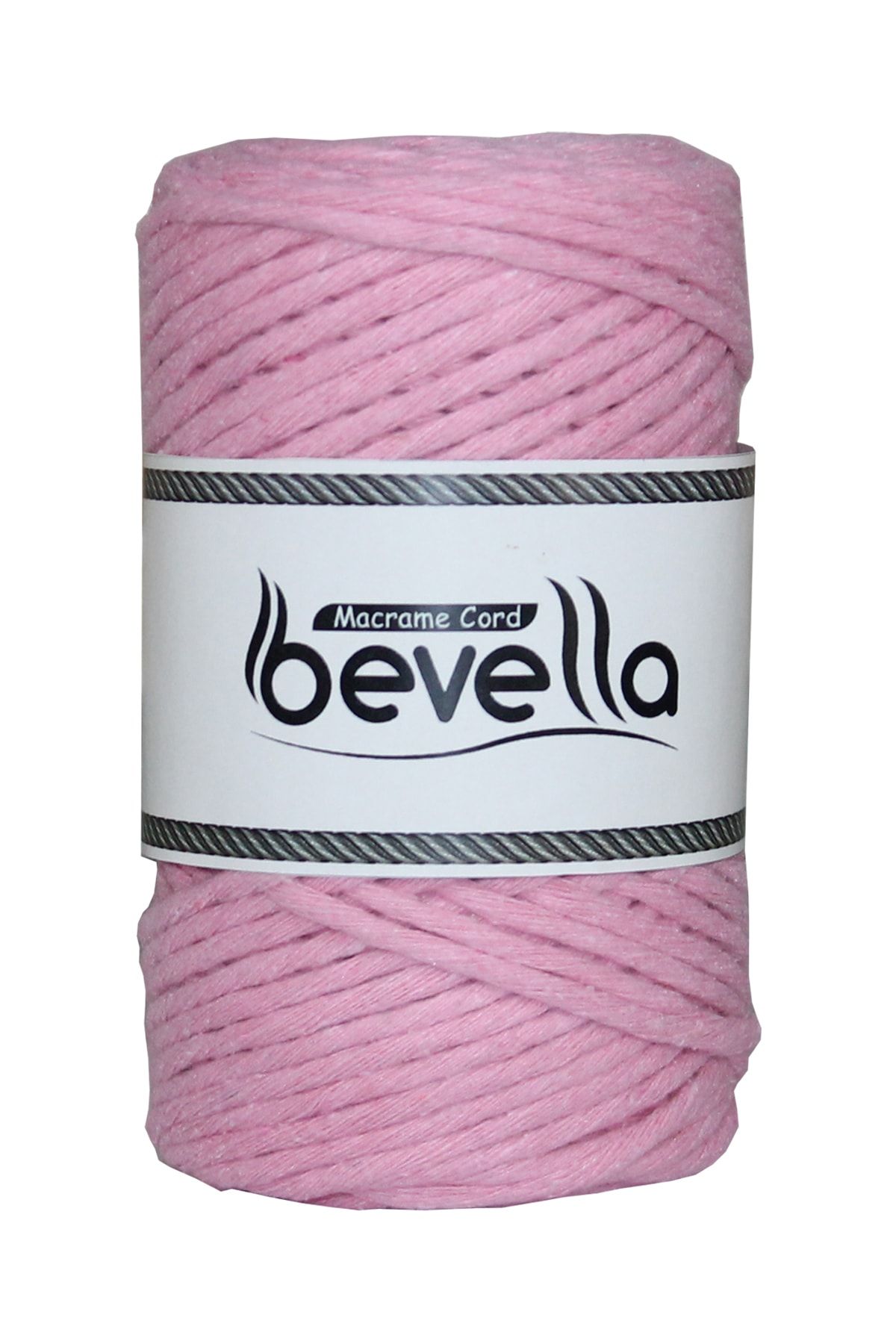 Bevella Macrame Cord-Scalloped Macrame Thread 3mm Single Twist Scalloped Cotton Macrame Thread Candy Pink 3