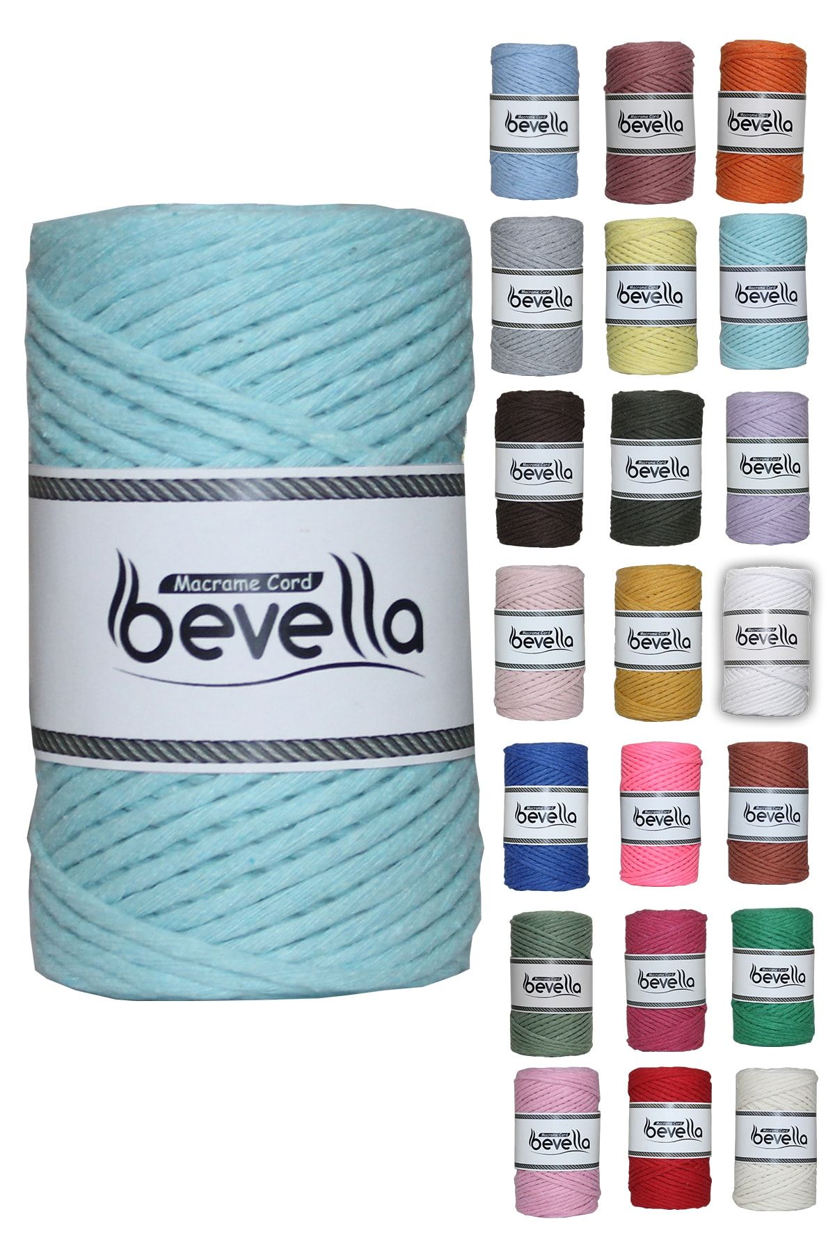 Bevella Macrame Cord-Taranan Macrame Thread 3mm Single Twist Scannable Cotton Macrame Thread Turquoise 1