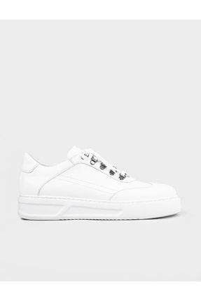 Mevsimlik Hakiki Deri Beyaz Bağcıklı Erkek Spor Ayakkabı 116598