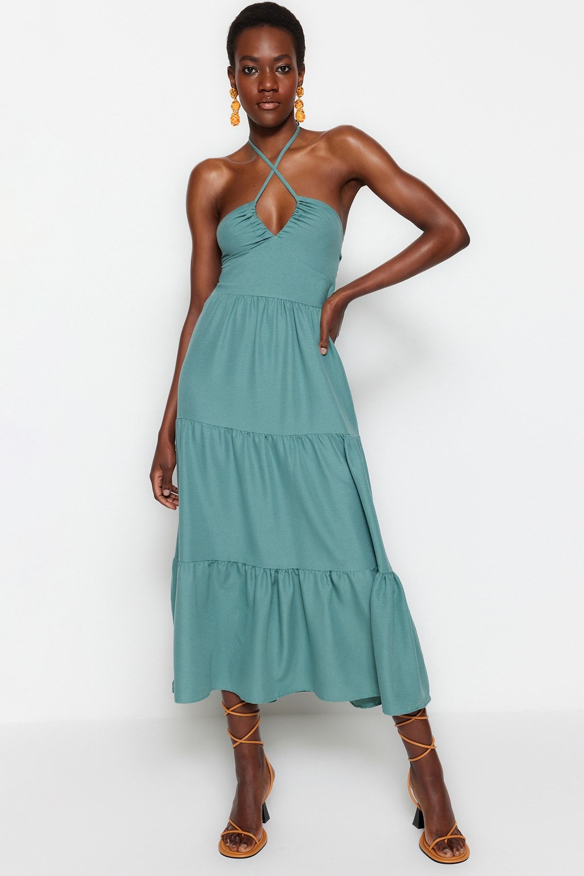Flounce maxi dress deals