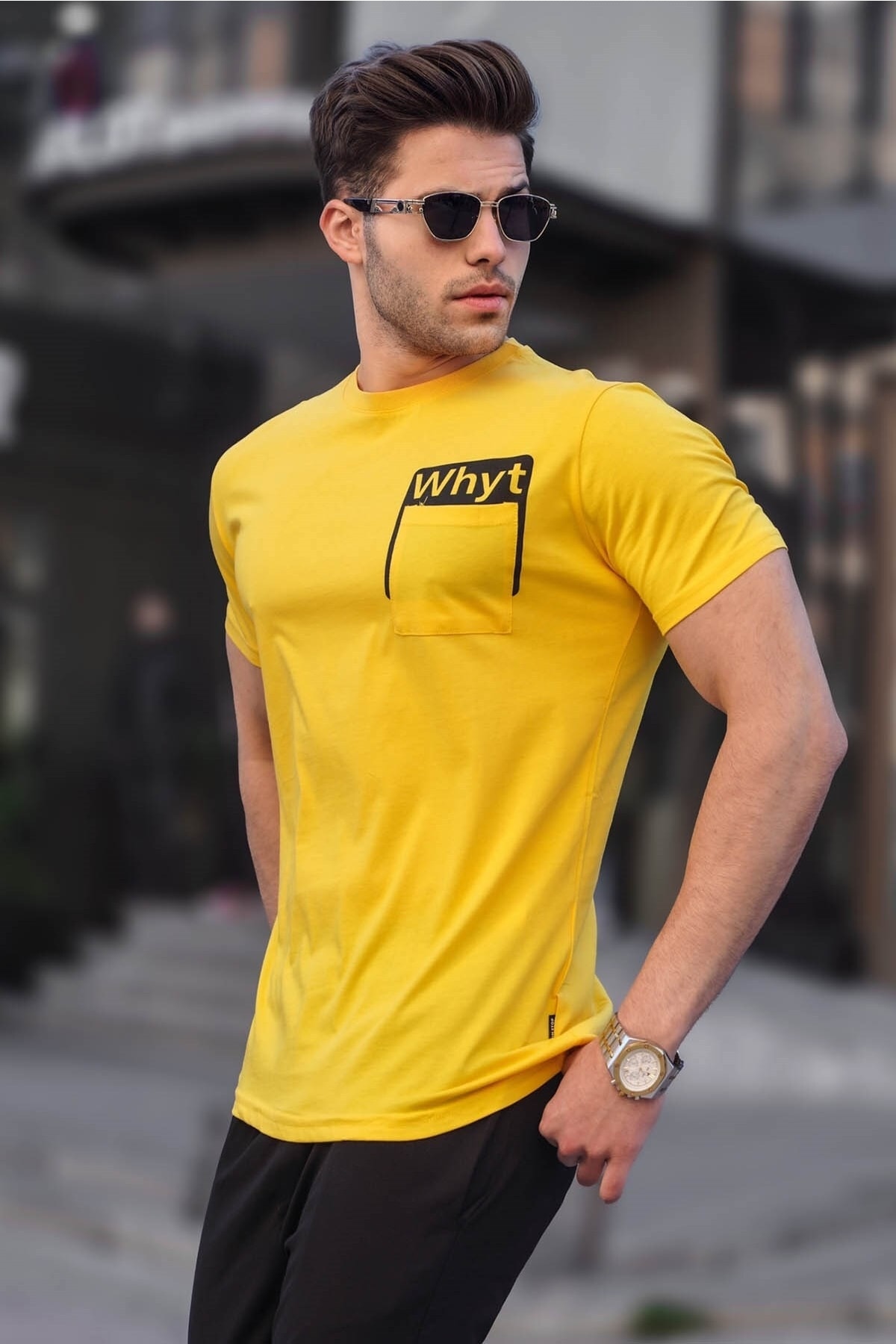 Madmext T-Shirt Gelb Regular Fit