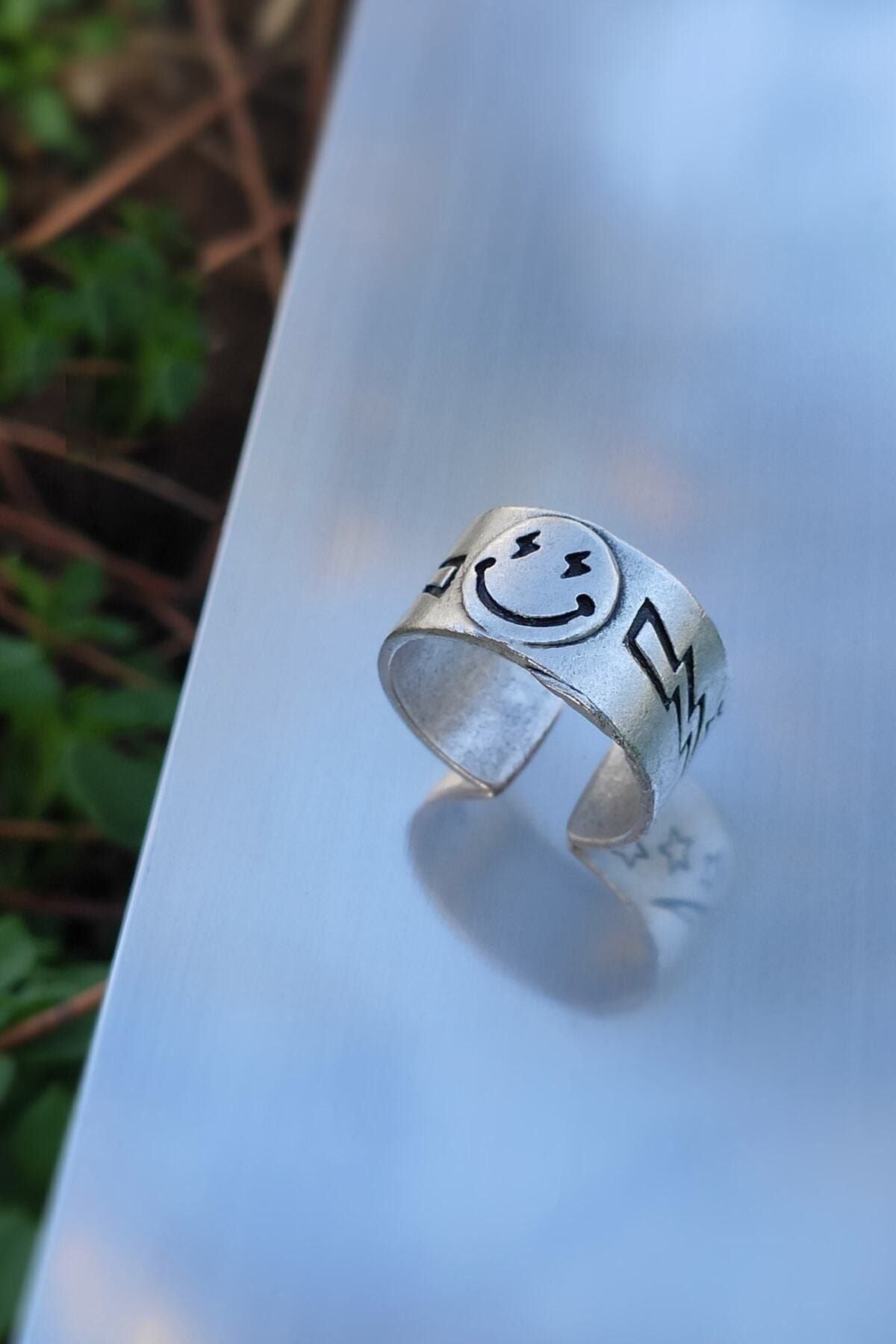 The Collection Antique Silver Plated Smiling Face Lightning Detail