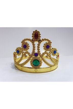 Altın Renk Plastik Prenses Tacı Kraliçe Tacı 60 Cm 2959498