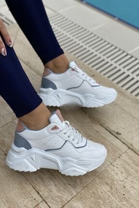 İnan Ayakkabı KADIN BEYAZ&MAVI&PUDRA SNEAKER SPOR AYAKKABI INASPORT55