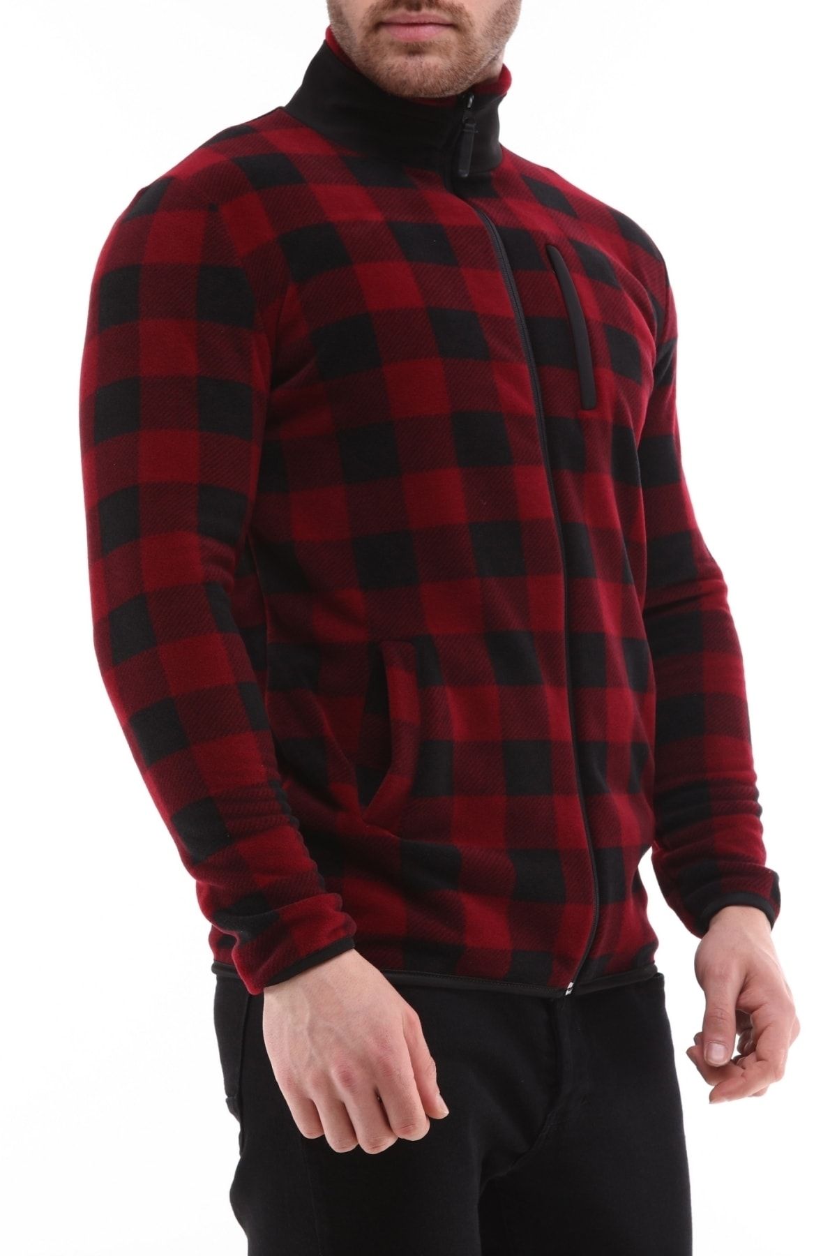 Men's plaid fleece jacket store