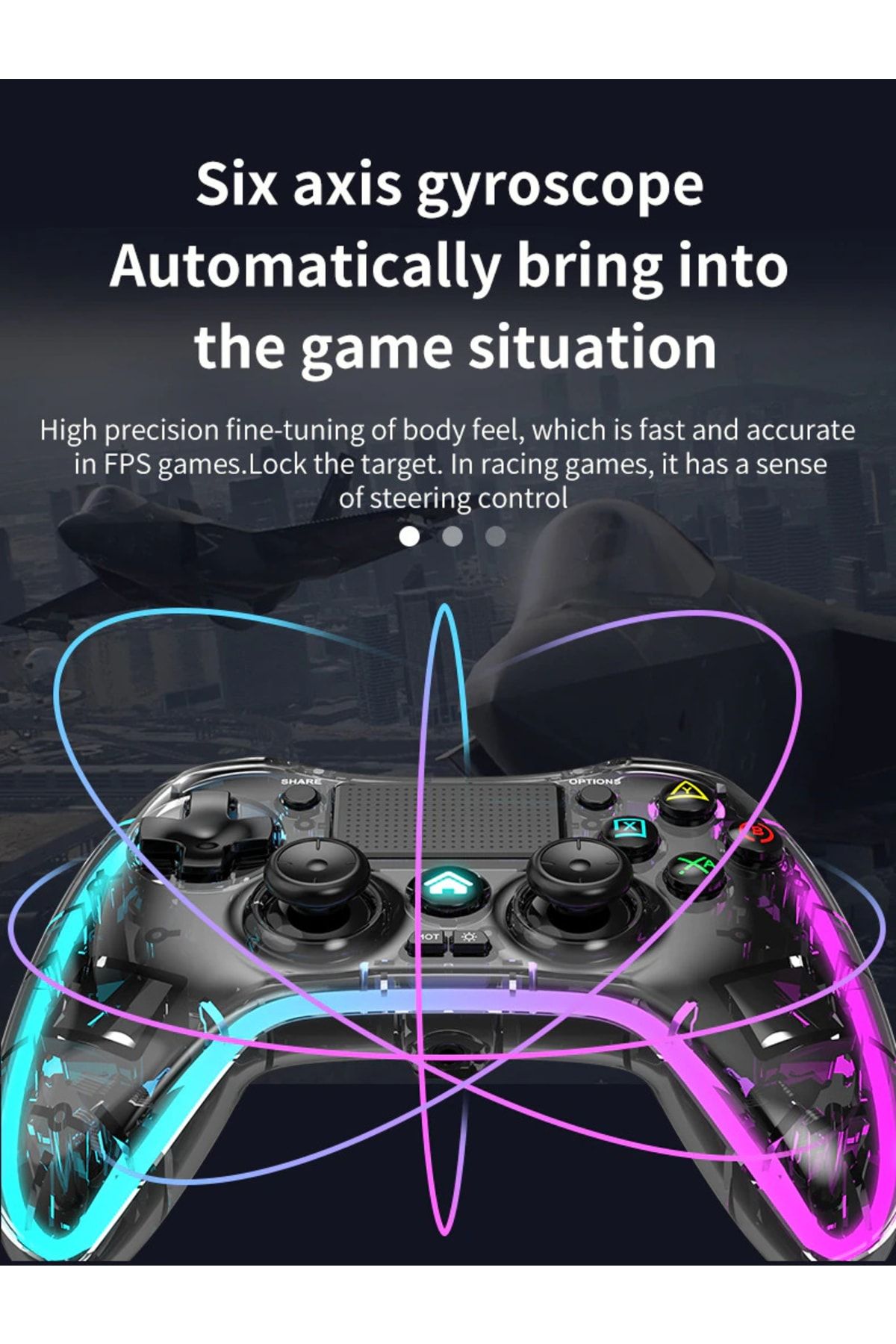 Adalia-Rgb Light Controller Wireless Gamepad Ps4/ps3/android/ios/pc/switch/tv Box Compatible Game Handle 2