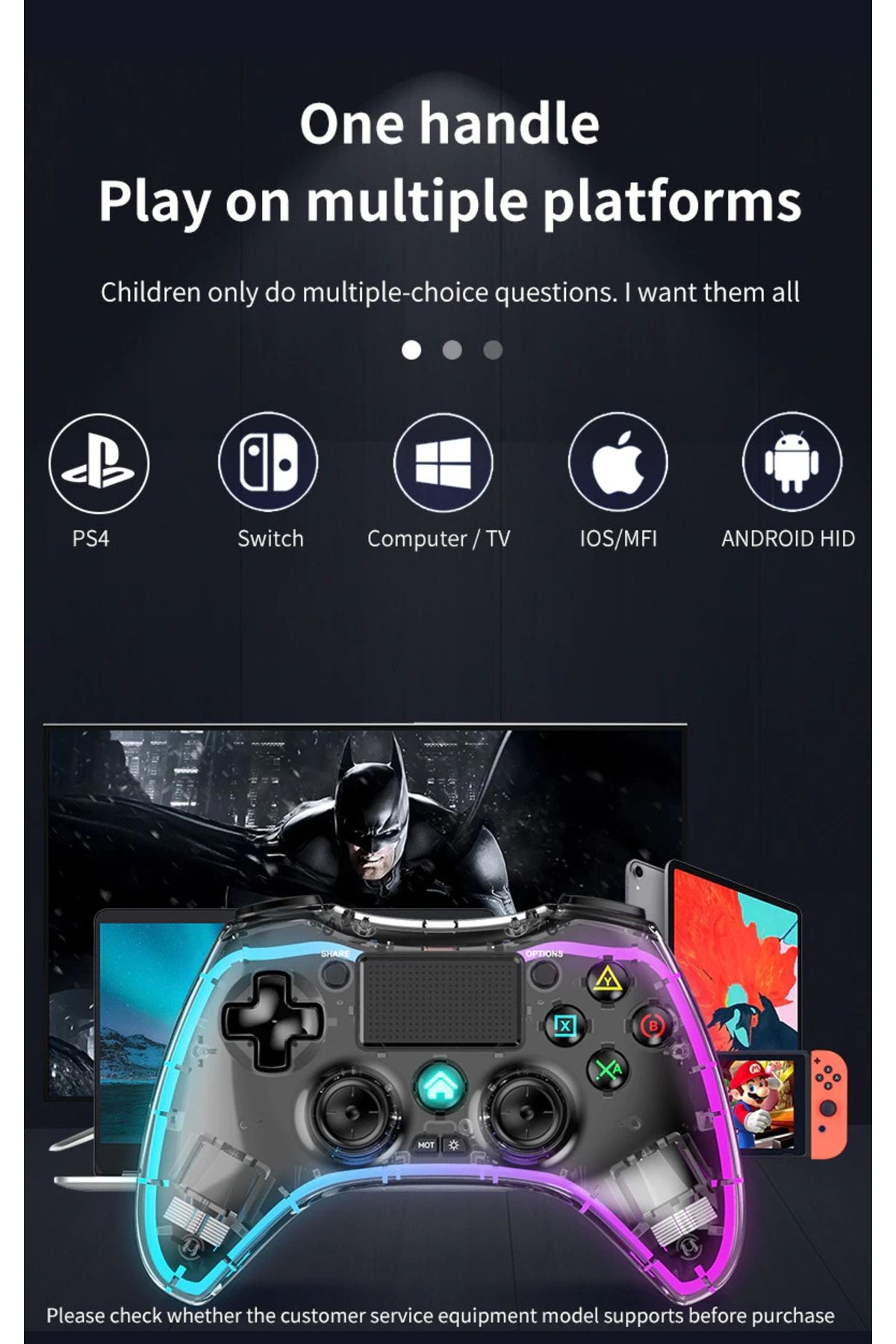 Adalia-Rgb Light Controller Wireless Gamepad Ps4/ps3/android/ios/pc/switch/tv Box Compatible Game Handle 3