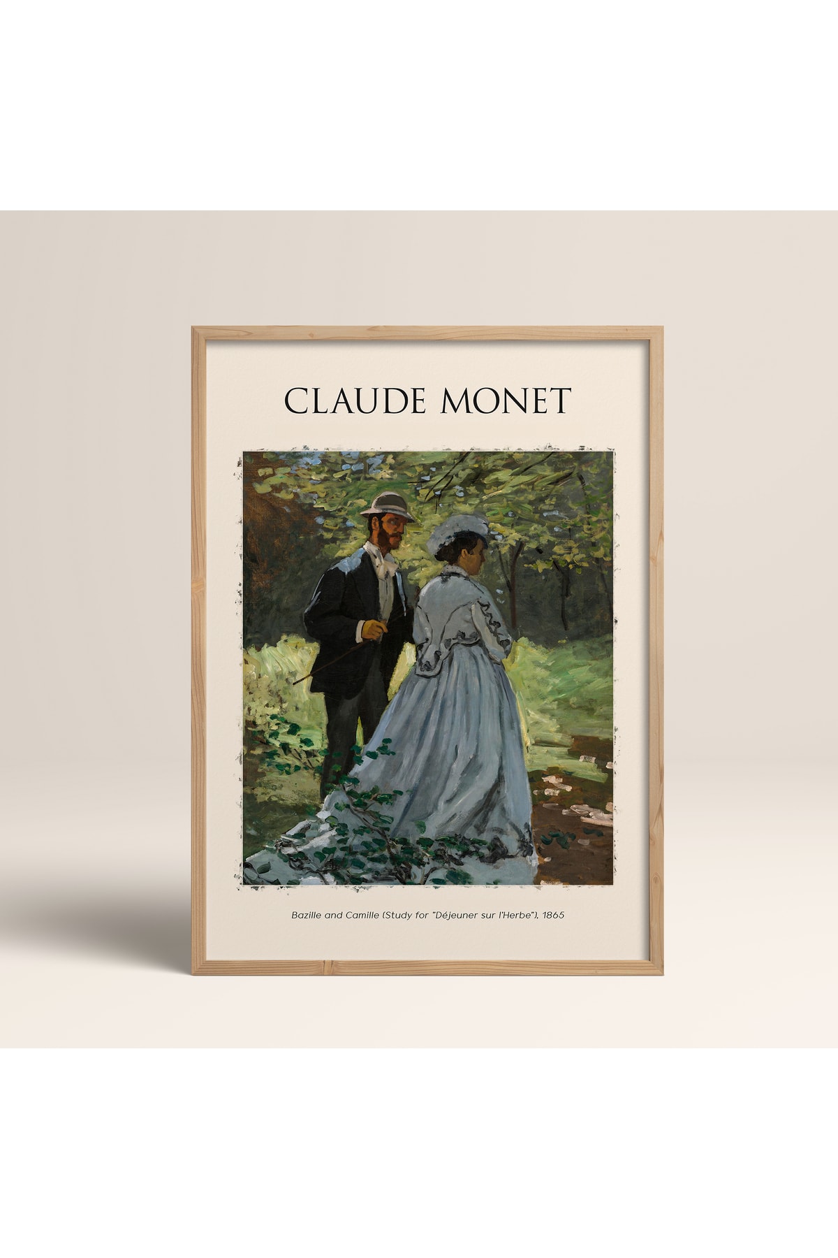HOMEPACK Ahşap Çerçeveli Claude Monet Bazille And Camille Study For Déjeuner Sur L'herbe Art Tablo