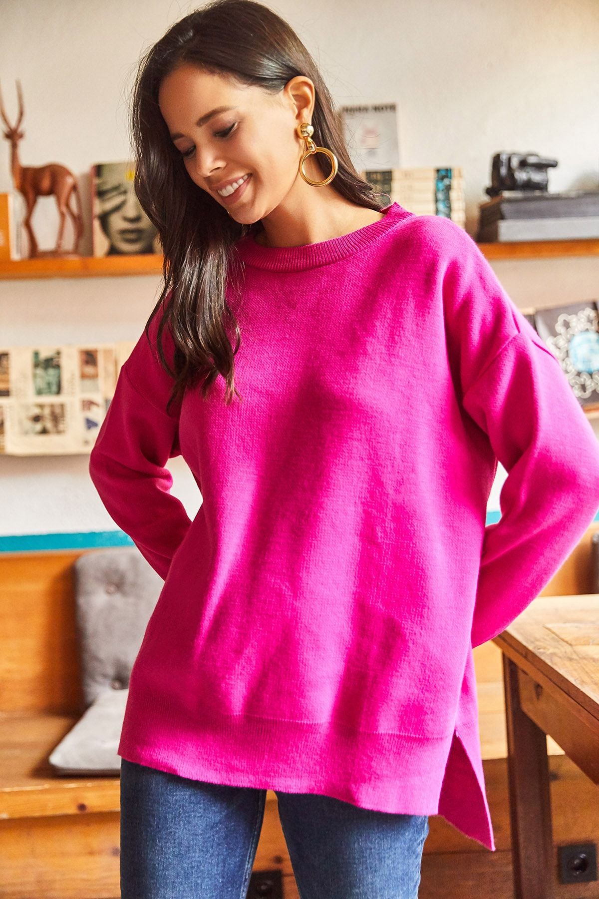 Hot pink cheap oversized sweater
