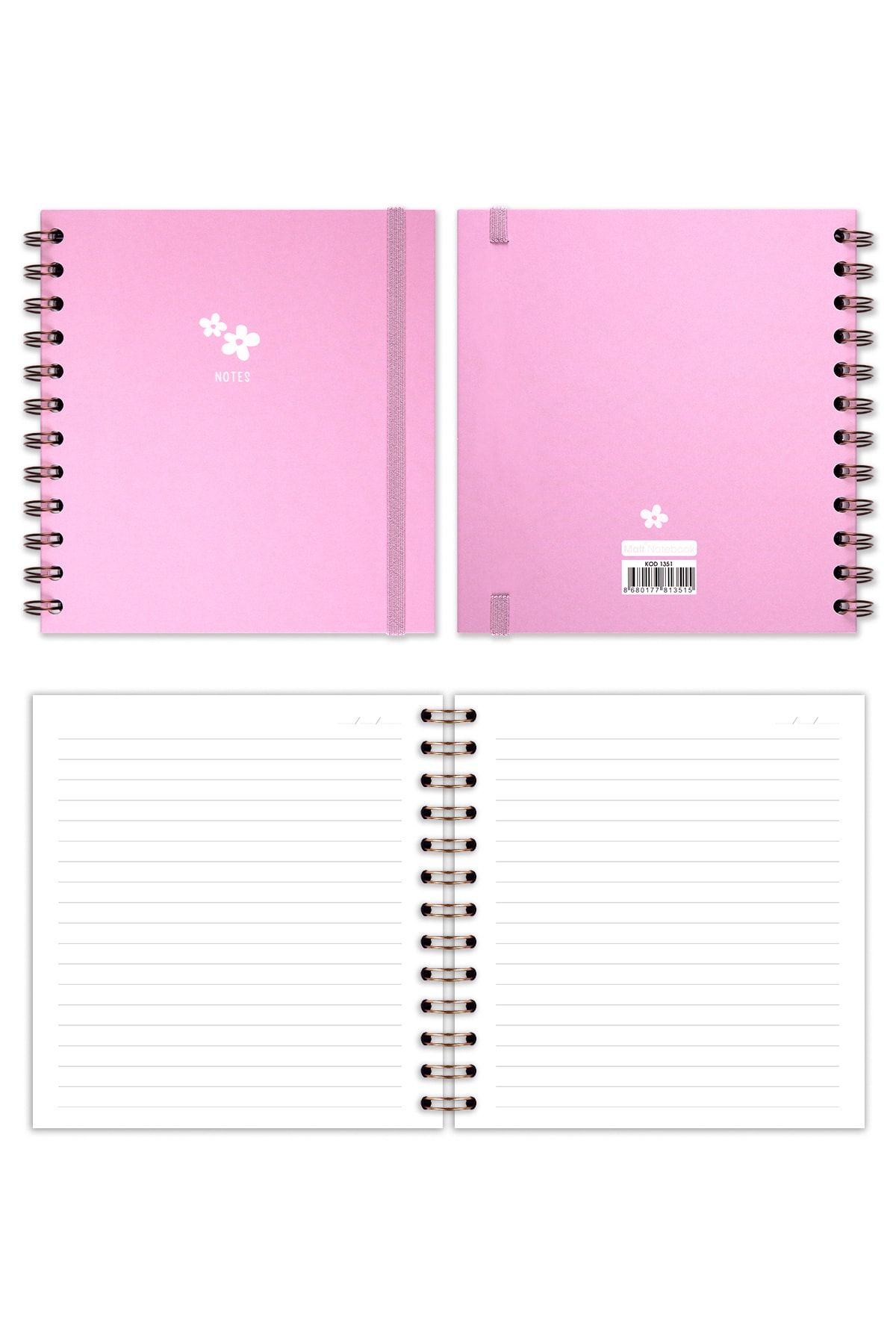 Matt Notebook-15x15 Cm Square Set of 2 Spiral Indefinite Planner Agenda and Notebook Papatya 8