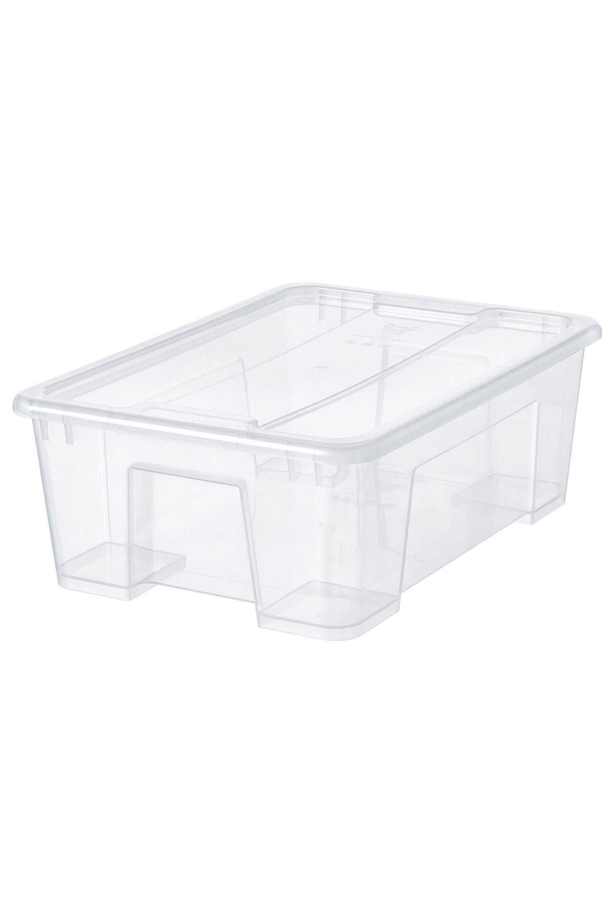 IKEA Düzenleyici Kutu Kabı Kapaklı Düzenleyici 39x28x14 Cm Şeffaf 11 Lt Polipropilen Plastik