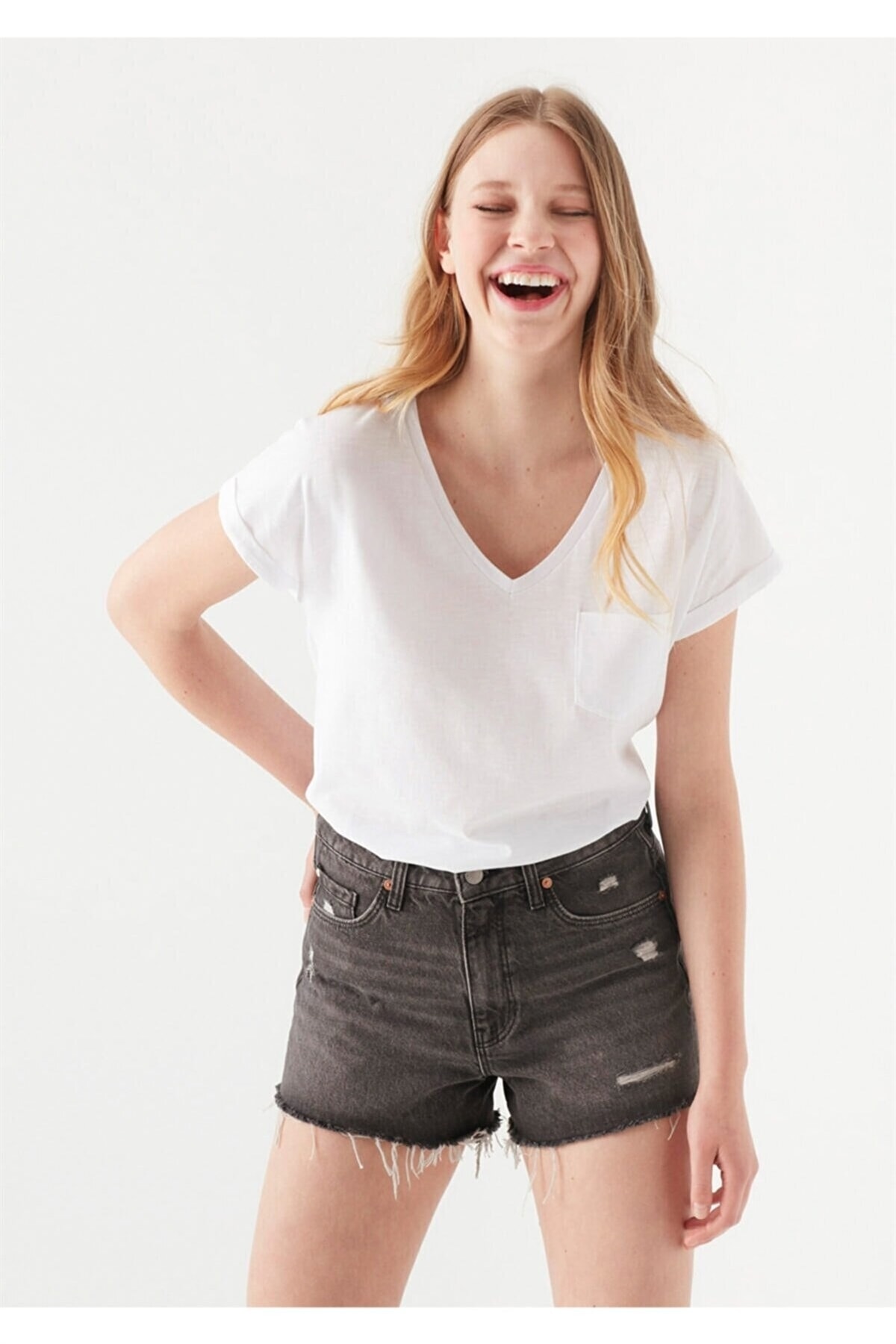 Mavi Basıc Kısa Kol Kadın T-shirt Beyaz 1600961-620