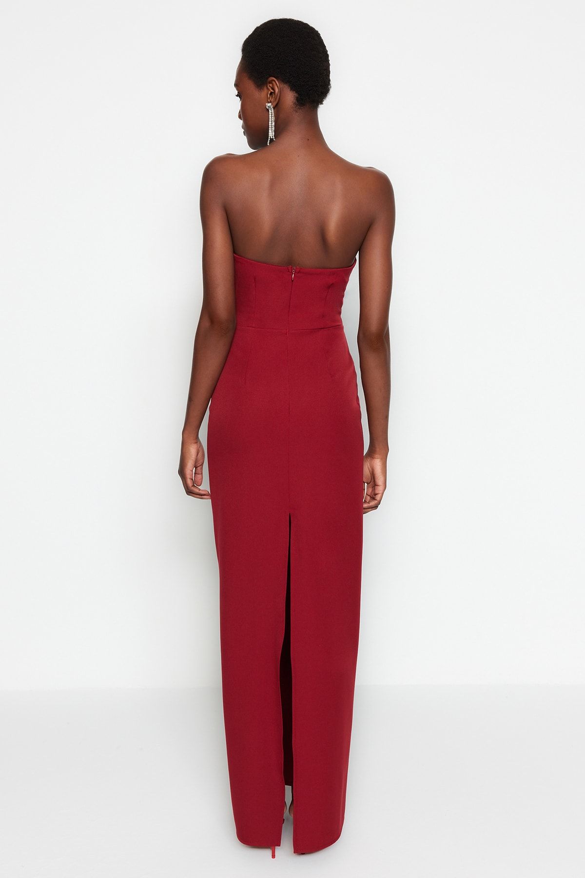 Trendyol Collection Evening Prom Dress Burgundy Shift Trendyol