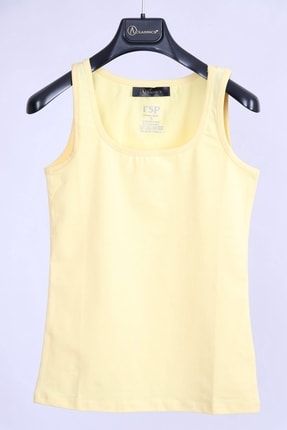Kadın Sarı Kalın Askılı Pamuk Slim Fit T-shirt TYC00114001728