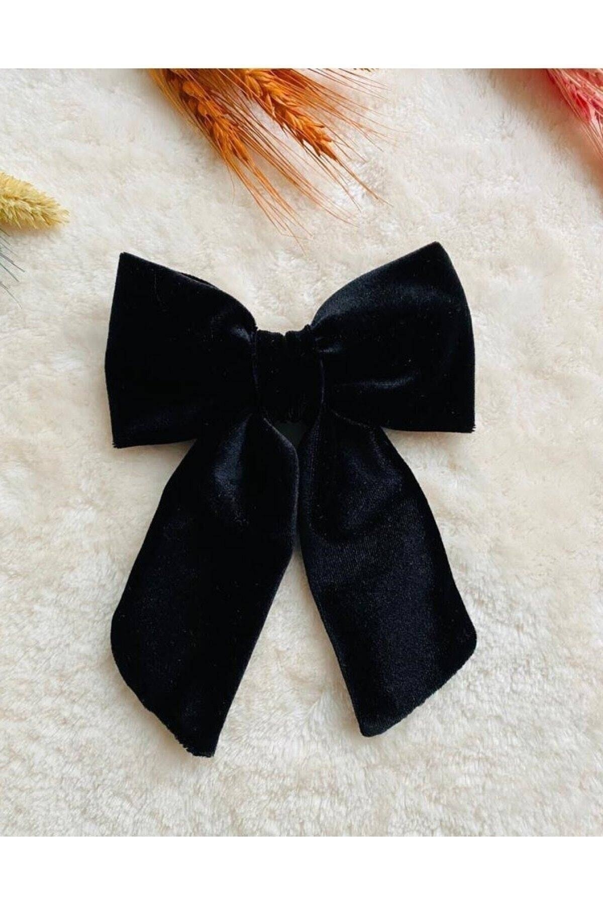 Juno Aksesuar Siyah Kadife Otomatik Fiyonk Toka