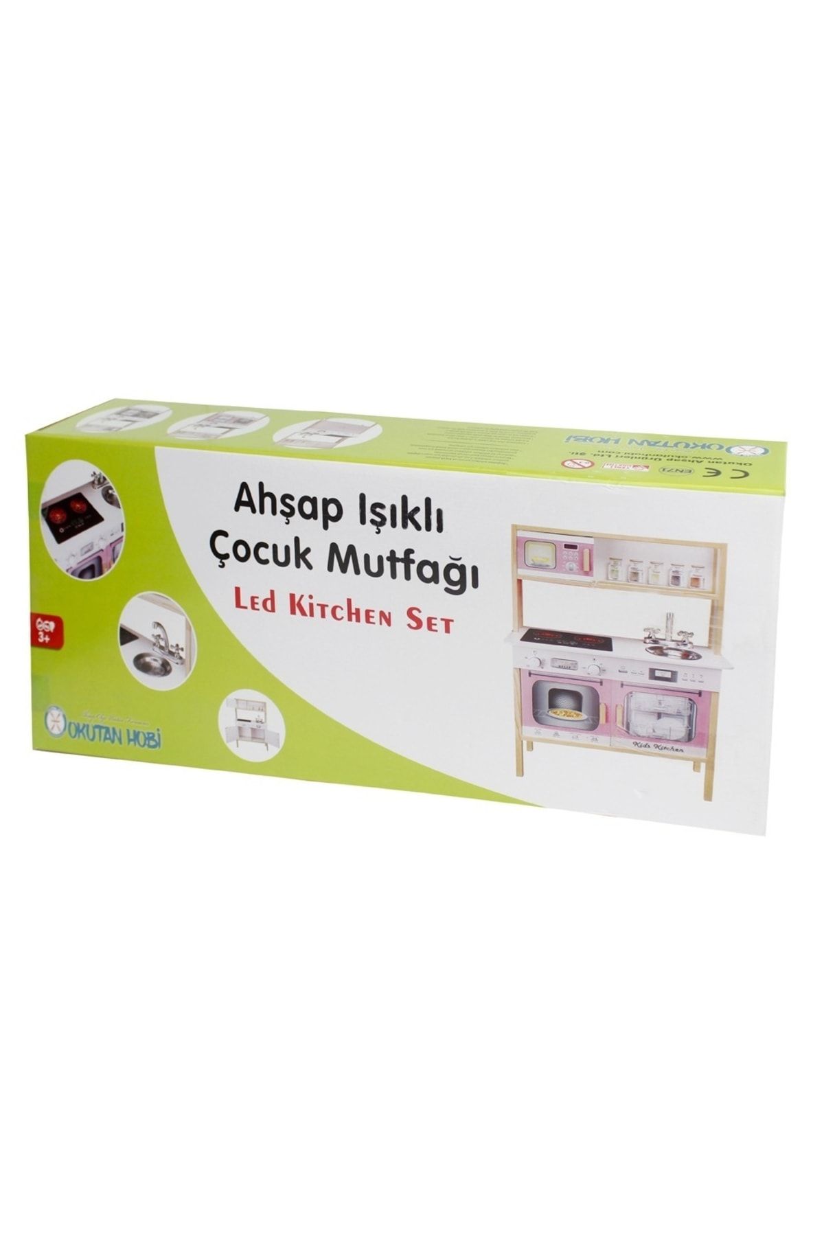 Okutan Hobi Ahşap Ledli Çocuk Mutfağı Pembe