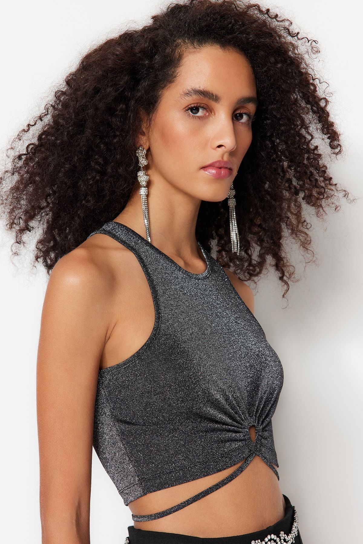Trendyol Collection Bluse Grau Figurbetont