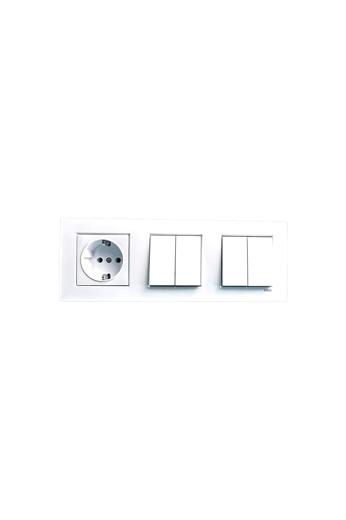 VİRALİGHTİNG-Viko Karre White Triple Set Grounded Socket + Commutator Switch + Commutator Switch 1