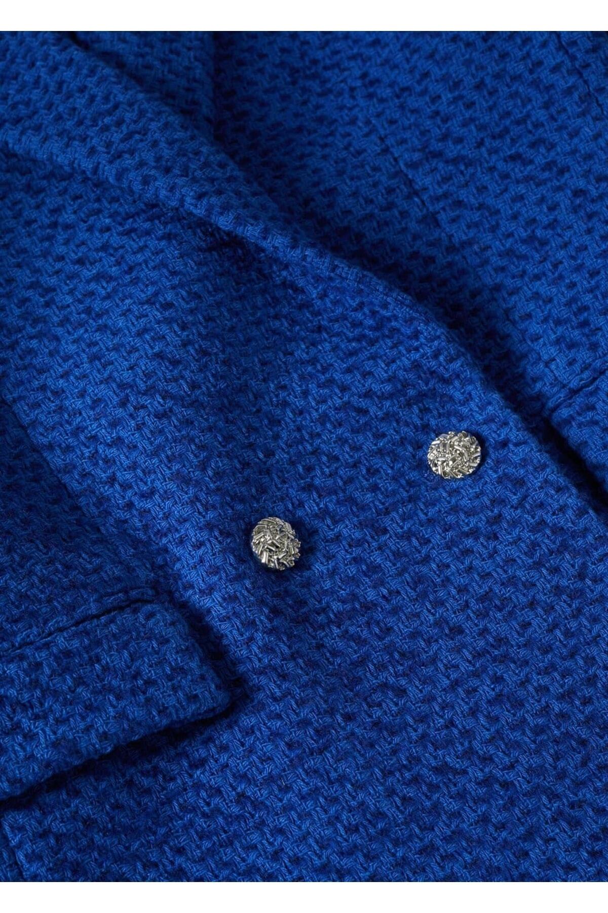 MANGO Woman-Jachetă din tweed cu nasturi Jewel 8