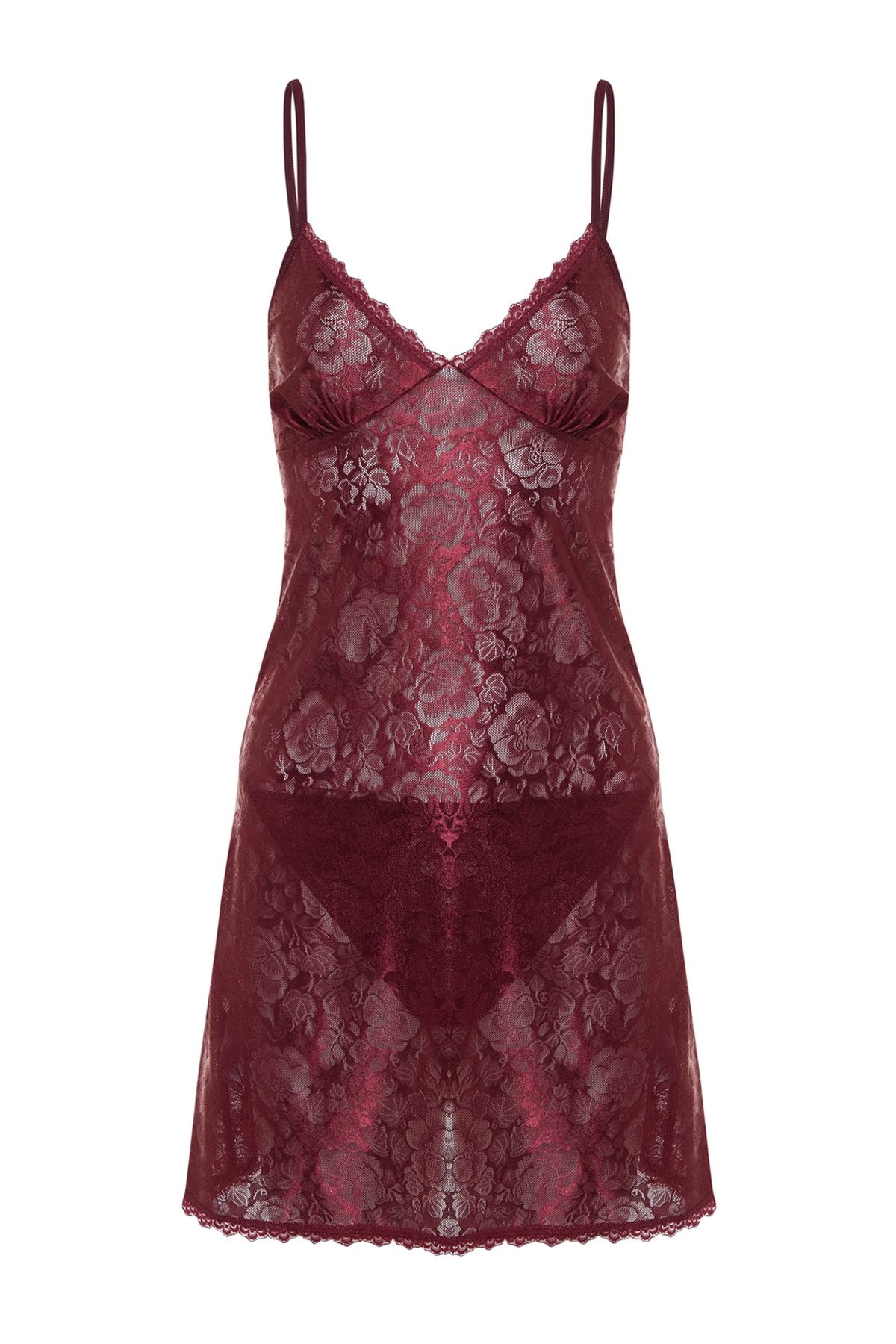 Trendyol Collection-Burgunderrotes Spitzen-Strumpfhosenbabydoll mit Seilträgern – THMAW21LL0002 6