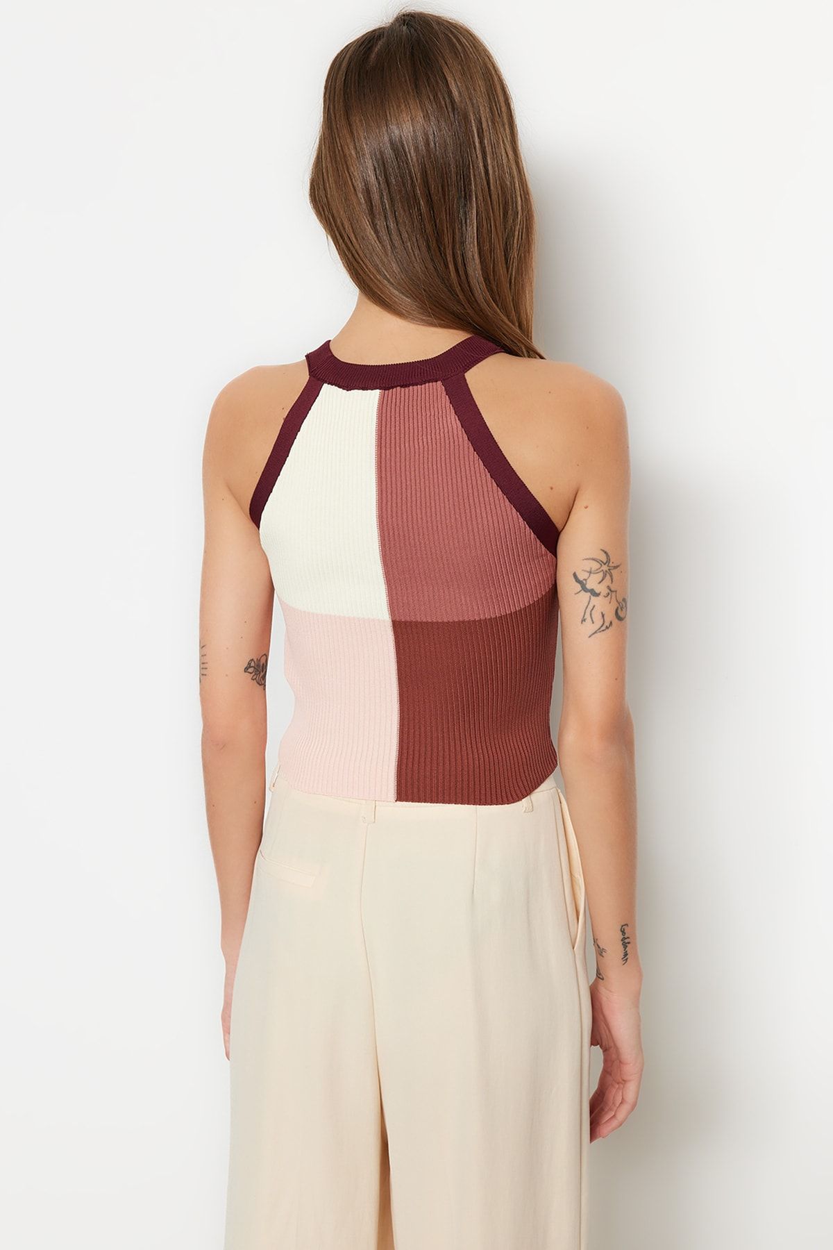 Trendyol Collection-Μπλούζα Plum Crop Color Block TWOSS22BZ0402 6