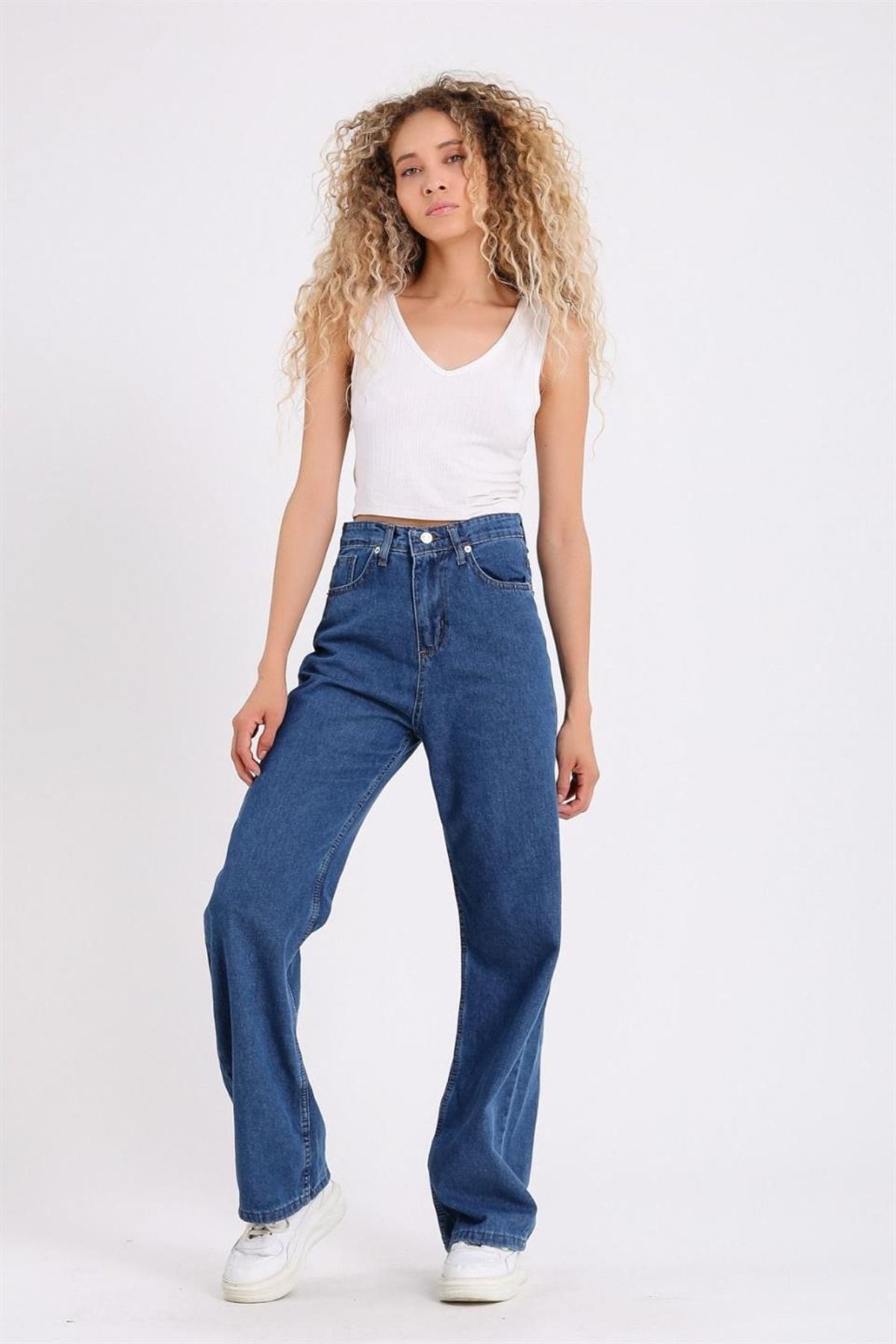 Palazzo Wide Leg Mid Rise Jeans