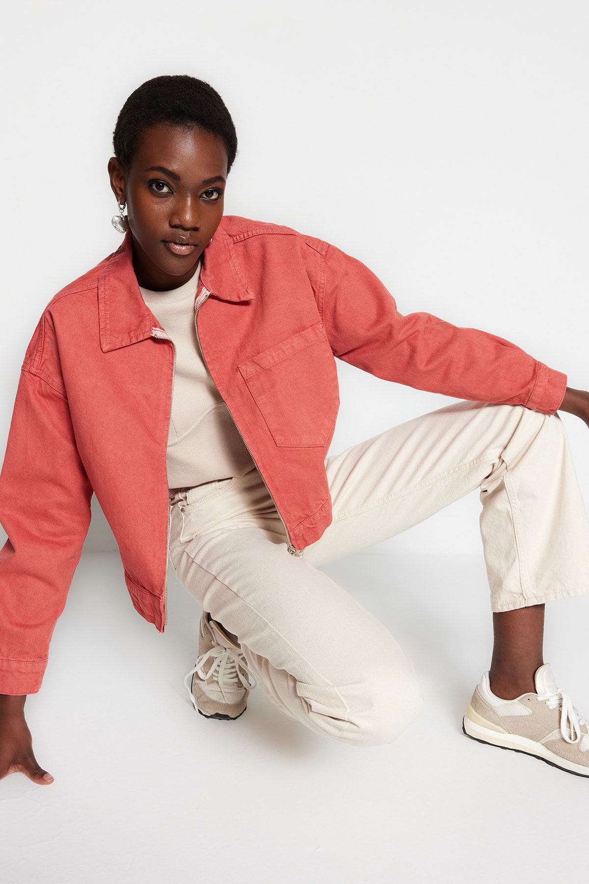 Denim jacket top pink shirt