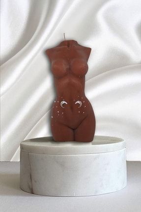 Kahverengi Kokulu Magic Kadın Dekoratif Desenli Vücut Mum - 10 cm SSI0002N