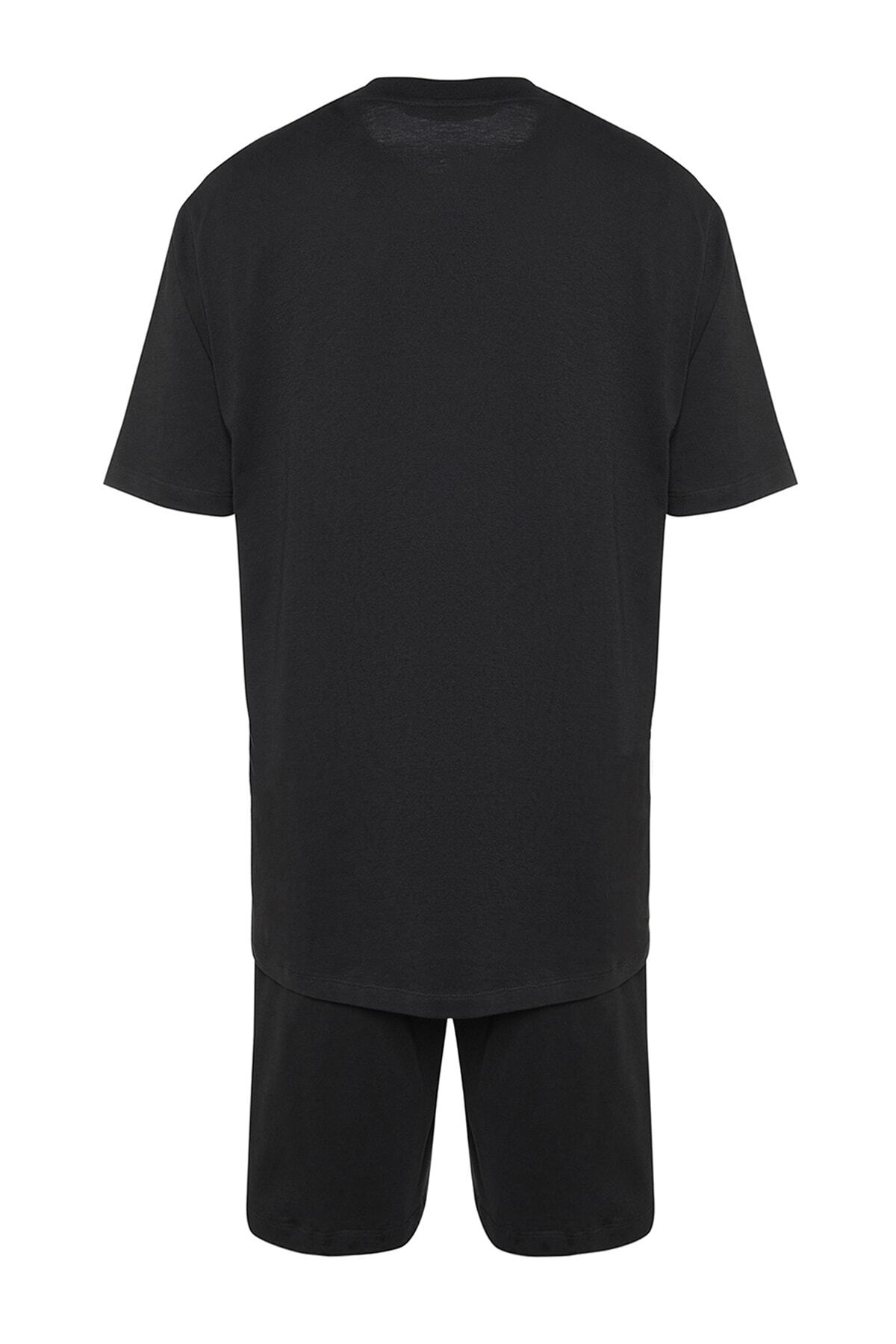 Trendyol Collection-Чорний піжамний комплект з принтом на горловині з капюшоном TMNSS23PT00017 8