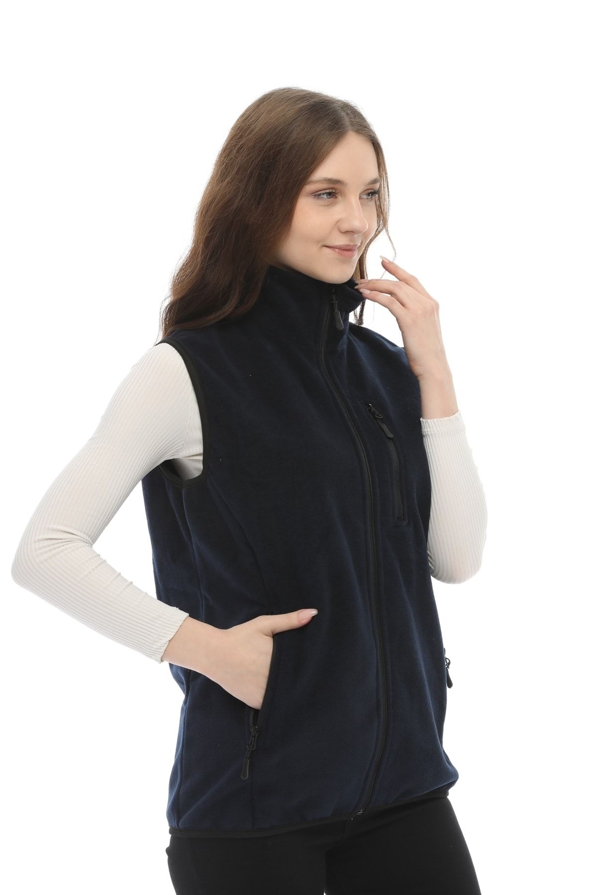 Womens navy clearance fleece vest