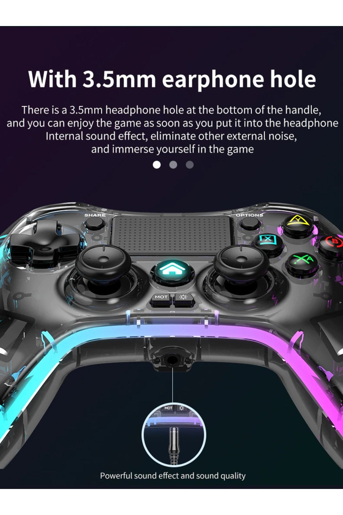 Adalia-Rgb Light Controller Wireless Gamepad Ps4/ps3/android/ios/pc/switch/tv Box Compatible Game Handle 6