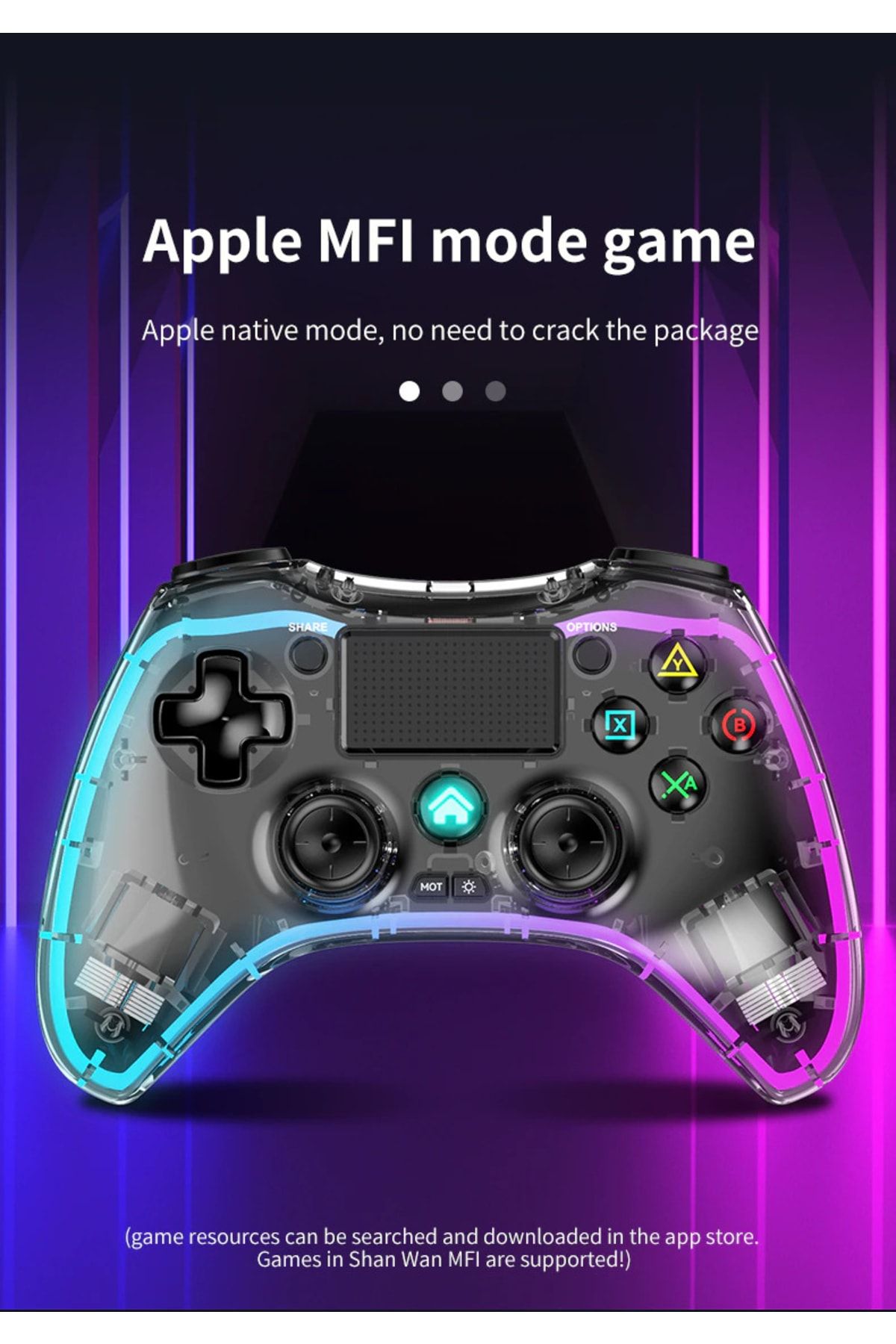 Adalia-Rgb Light Controller Wireless Gamepad Ps4/ps3/android/ios/pc/switch/tv Box Compatible Game Handle 7