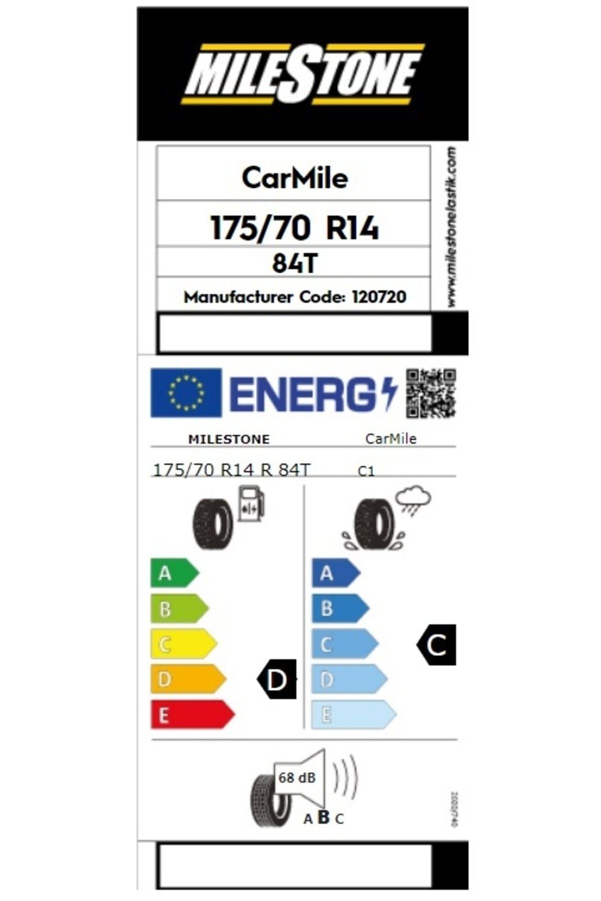 Milestone 175/70 R14 84t Carmile Uyumlu Yaz Lastiği 2023 Üretim ZO7988