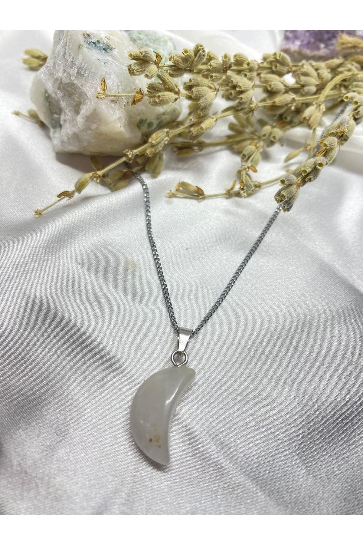 Wish Crescent Cut Crystal Quartz Natural Stone Necklace Trendyol