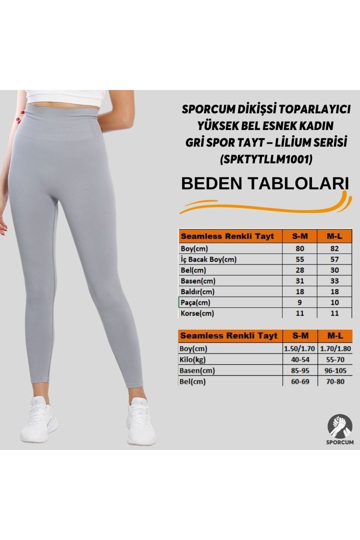 Gri Seamless Toparlayıcı Yüksek Korse Bel Esnek Kadın Spor Tayt – Lilium Serisi