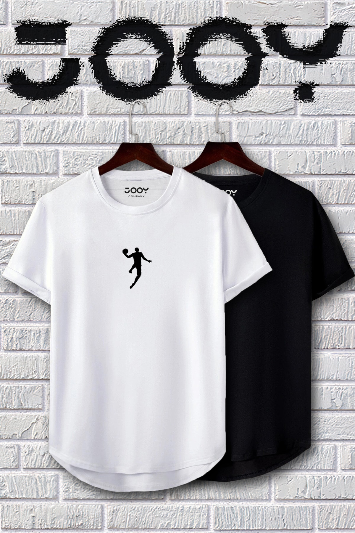 Jooy Company Siyah Beyaz Basketball Player Slim Fit Tshirt Ikili Set