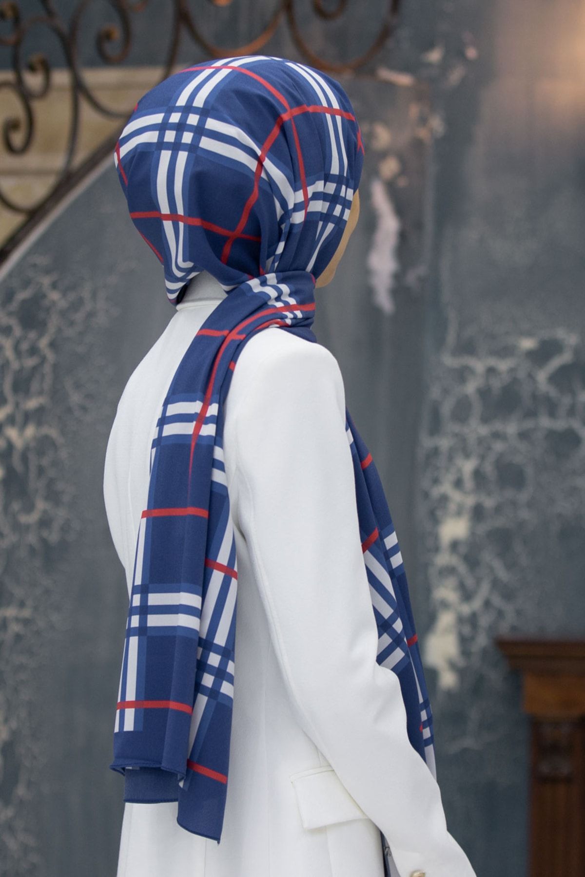 Navy shop silk shawl