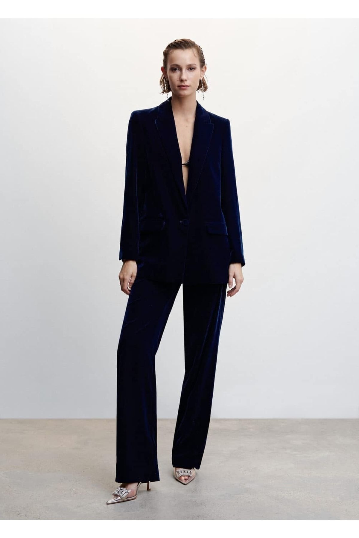 Mango velvet suit sale