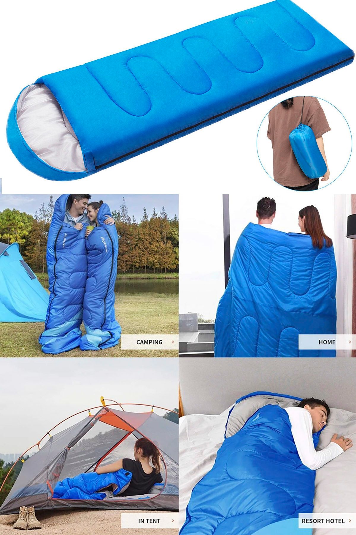 TechnoStation Büyük Boy Kamp Mangal Tatil Outdoor Uyku Tulumu Su Geçirmez Rahat Tulum (190x70 Cm)