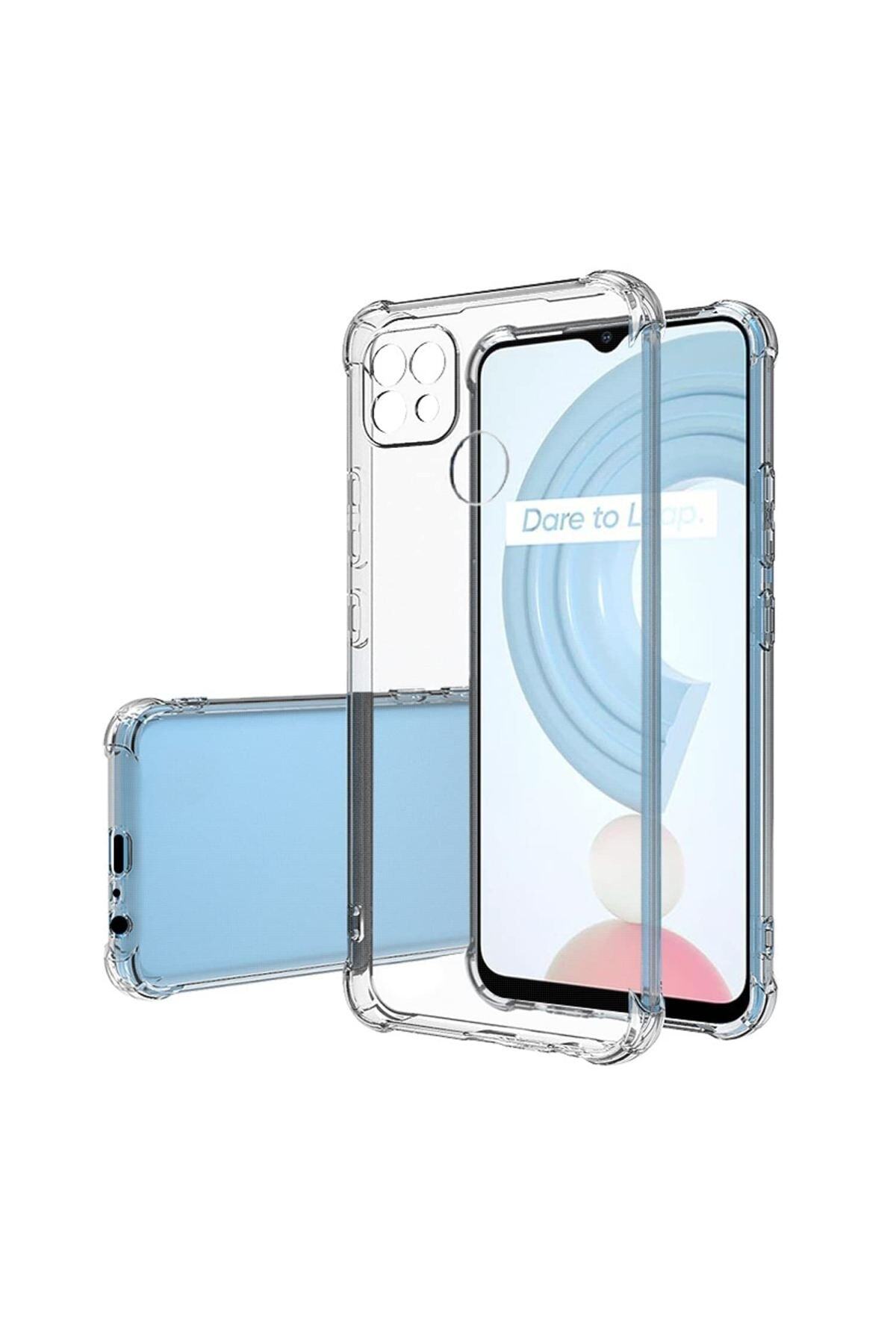 Realme C21Y Kapak Köşe Korumalı AirBag Antishock Şeffaf Silikon Kılıf