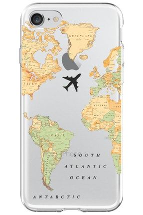 Iphone Se 2020 Eski Dünya Haritası Desenli Telefon Kılıfı IPSE-170