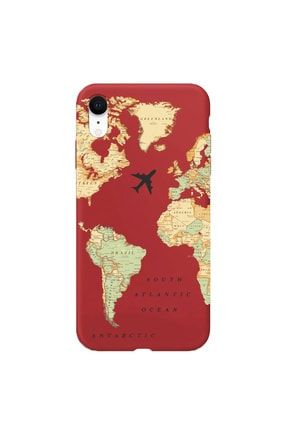 Iphone Xr Lansman Eski Dünya Haritası Desenli Telefon Kılıfı IPXRLN-170