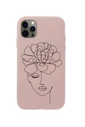 Iphone 12 Pro Max Flower Woman Art Premium Pembe Lansman Silikonlu Kılıf MCIPH12PMLFWMN