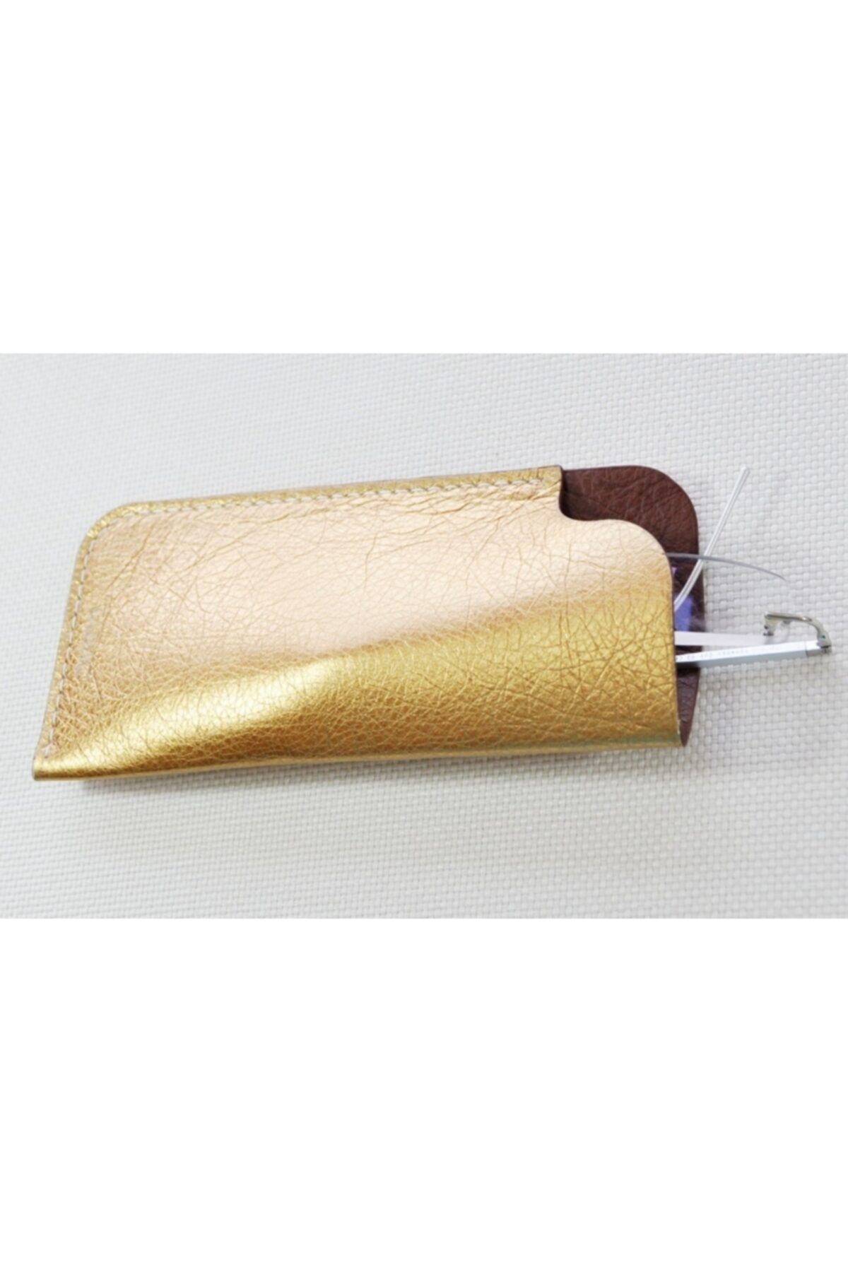 Tabac Unisex Sarı Hakiki Deri Gözlük Kılıfı
