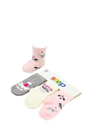 Kız Bebek Pamuklu Soket Çorap 3'lü STP-10159